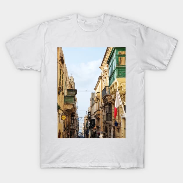 Street view of Valletta Malta T-Shirt by Kate-P-